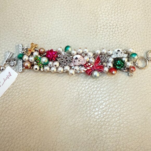 NWT BETSEY JOHNSON Silver Tone Holiday Christmas Baubles Necklace & BRACELET - Picture 5 of 6